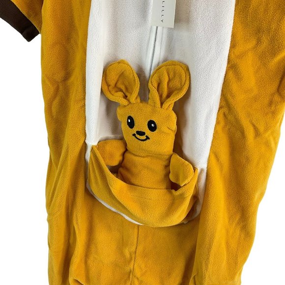 Funziez Romper Kangaroo 1 Piece L Short Slv Plush costume Halloween Jumpsuit Nwt - Picture 4 of 11